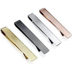 Mens gold tie clip set brass 2 inch tie bar for wedding business formal neckties
